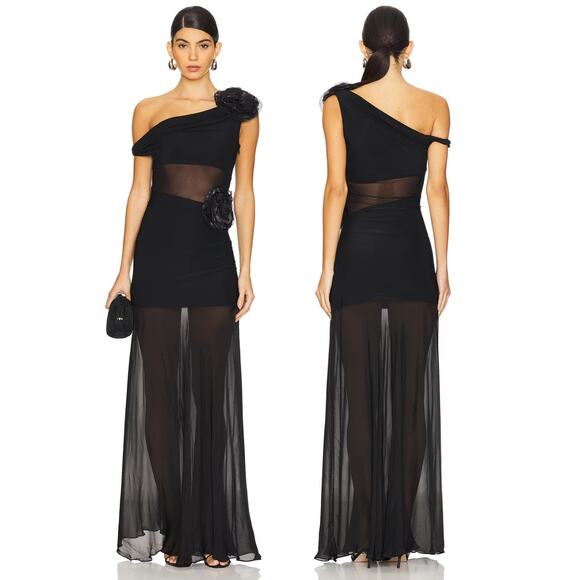 Deme By Gabriella Abby Mesh Gown Maxi Whimsigoth Rosette Party Evening Formal XS